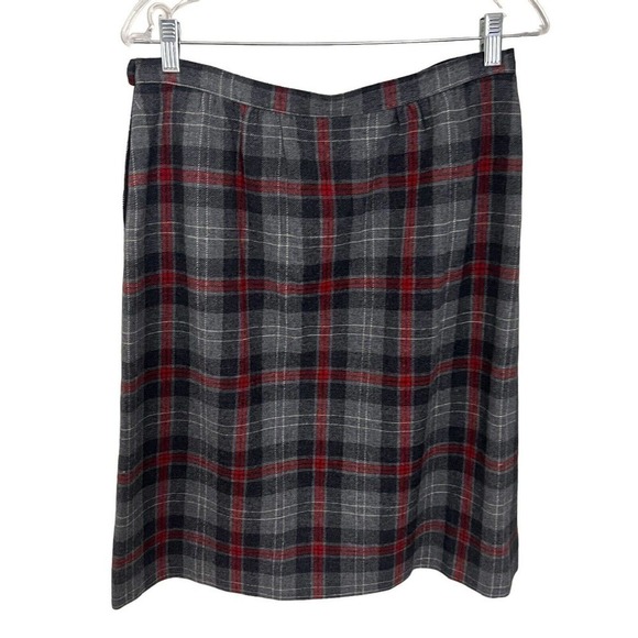 Vintage Pendleton Virgin Wool Skirt Red Gray Plaid 30” Waist Academia Preppy - Picture 4 of 6